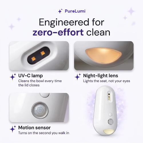 PureLumi™ Self-Cleaning UV-C Toilet Light with Motion-Sensor Night Light