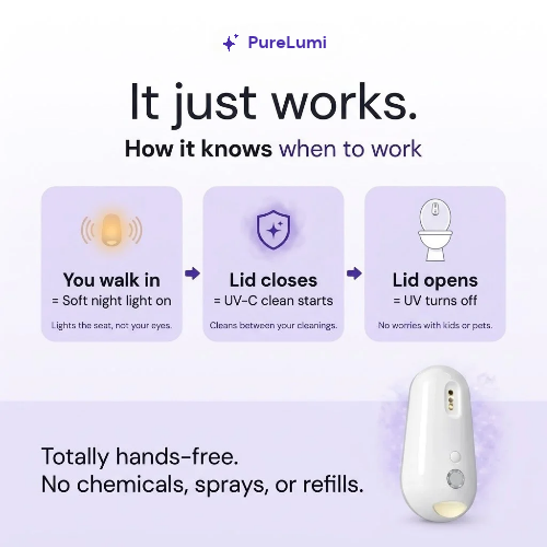 PureLumi™ Self-Cleaning UV-C Toilet Light with Motion-Sensor Night Light
