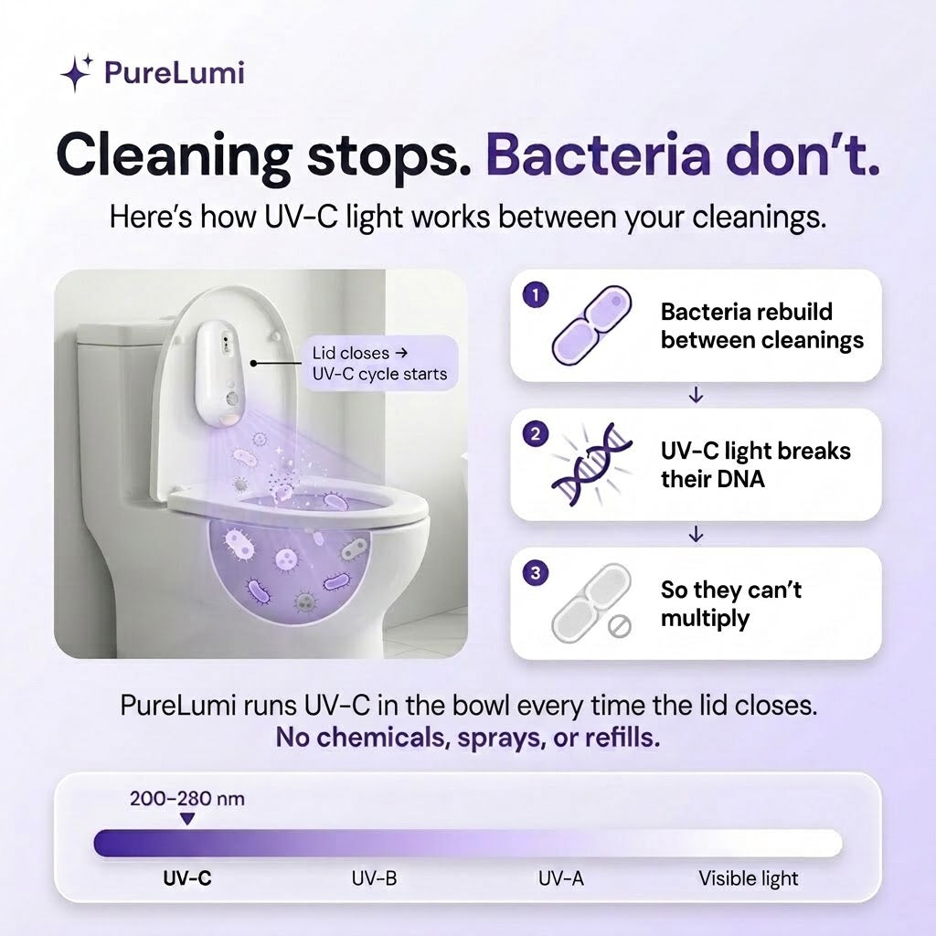 PureLumi™ Self-Cleaning UV-C Toilet Light with Motion-Sensor Night Light